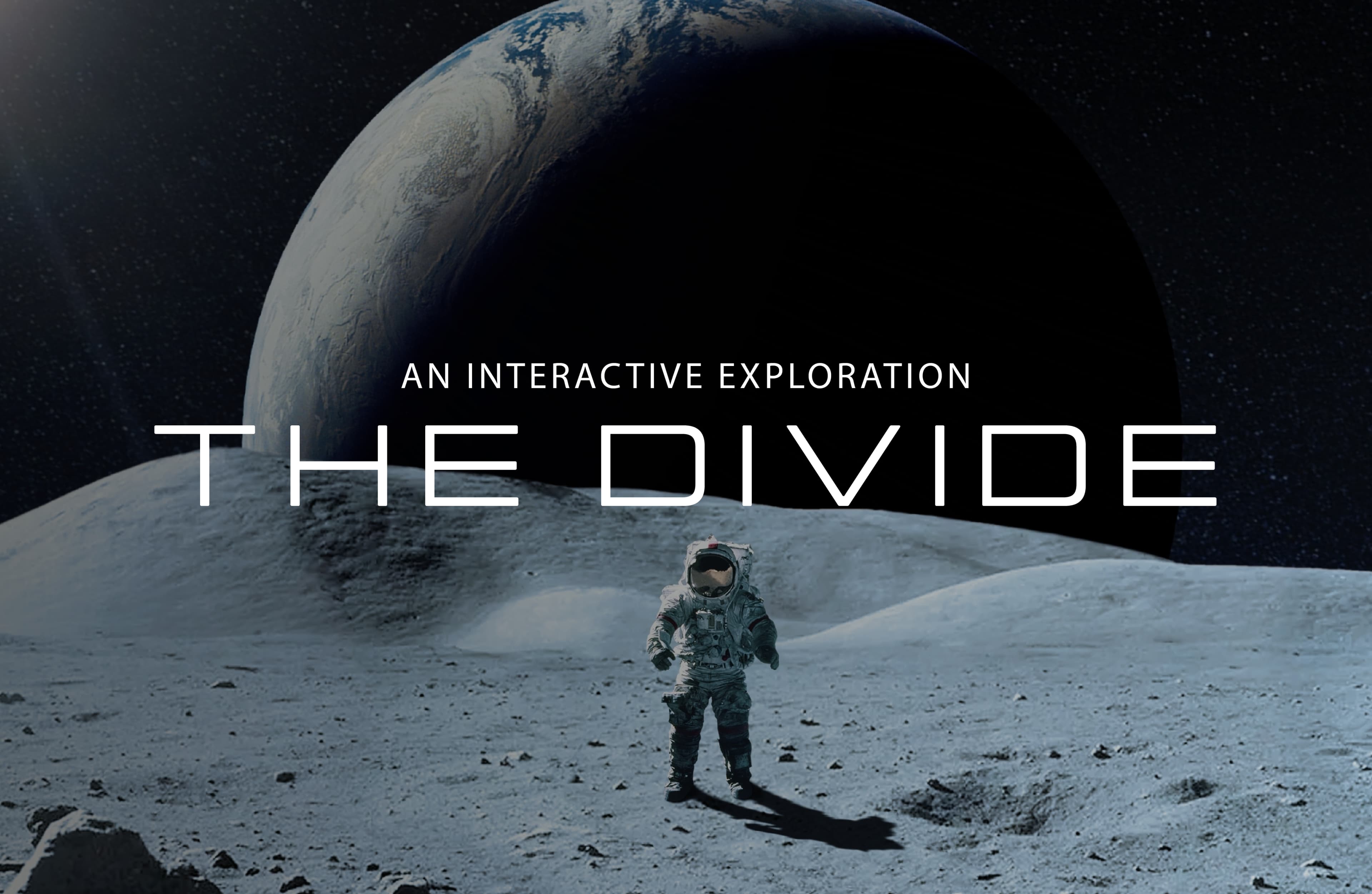 Astronaut on the moon with Earth visible in the dark sky